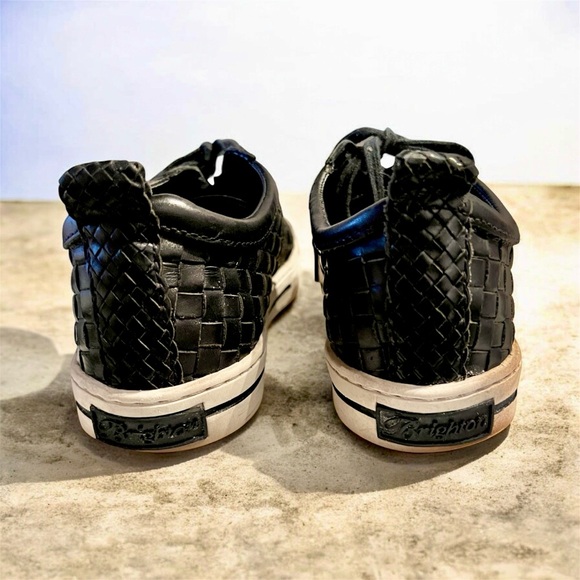 Brighton Ferrara Monte Leather Sneakers Black Woven Sz 9M Ret $235 Padded Comfy - Picture 7 of 8